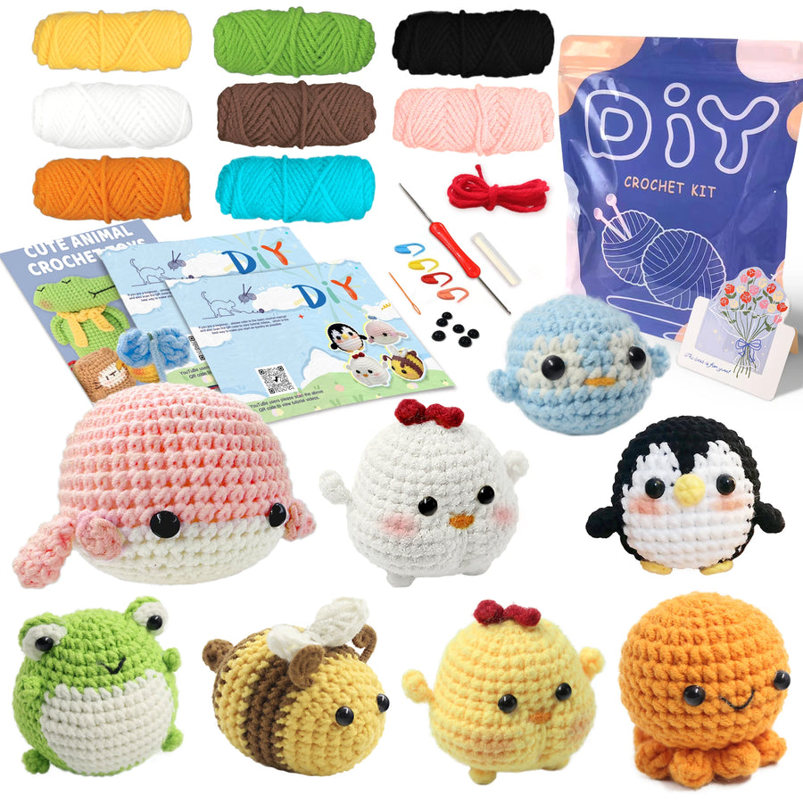 Animal amigurumi crochet kit beginner starter set