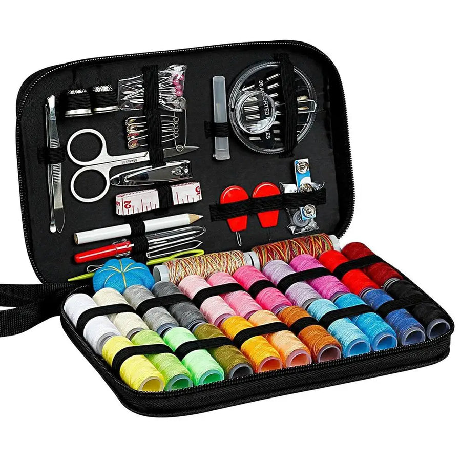 Complete sewing kit box for stitching and repairs