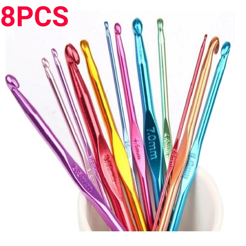 8-piece aluminum crochet hook set all sizes