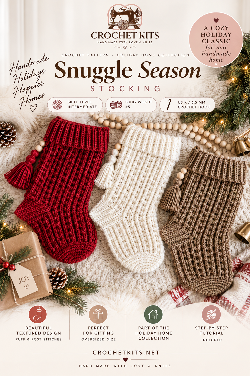 Cozy Christmas stocking crochet pattern