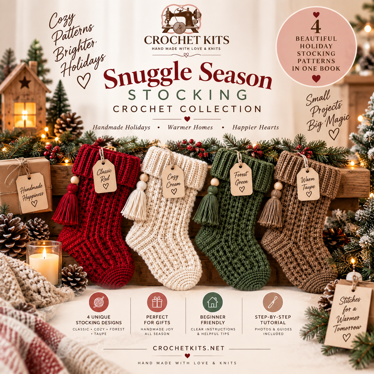 Crochet Christmas stocking pattern Snuggle Season PDF