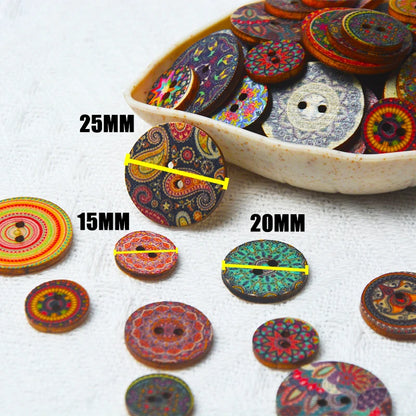 50 retro wooden buttons with rustic finish
